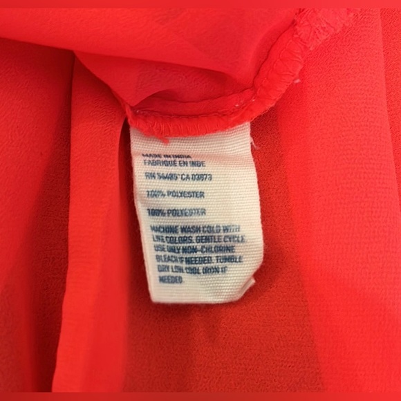 American Eagle Outfitters Neon Orange Sheer Blouse - Picture 6 of 7